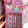 12li Pembe Renk Çiçek Figürlü Çocuk Tırnak