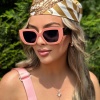 Pembe Renk Siyah Cam Detaylı Kadın Güneş Gözlüğü