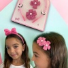 Fuşya Renk Kurdele Figürlü Taç Ve Yan Toka Set