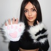 Siyah Ve Beyaz Renk Patili Peluş Eldiven