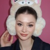 Krem Renk Kedi Figürlü Peluş Kulaklık