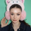 Açık Pembe Renk Kedi Figürlü Peluş Kulaklık