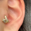 Altın Renk Taş Detaylı Cerrahi Çelik Halka Tragus/Kıkırdak Küpe/Piercing (Tek)