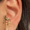 Altın Renk Ay Figürlü Çelik Tragus/Kıkırdak Küpe/Piercing (Tek)