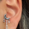 Gümüş Renk Ay Figürlü Çelik Tragus/Kıkırdak Küpe/Piercing (Tek)