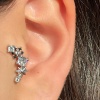 Gümüş Renk Taş Detaylı Çelik Tragus/Kıkırdak Küpe/Piercing (Tek)