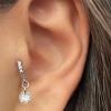 Gümüş Renk Taş Detaylı Çelik Tragus/Kıkırdak Küpe/Piercing (Tek)