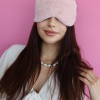Pembe Renk Sim Detaylı Peluş Uyku Bandı