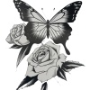 Geçici Kelebek Ve Gül Figürlü Dövme Tattoo