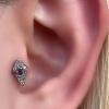 Gümüş Renk Taş Detaylı Çelik Tragus/Kıkırdak Küpe/Piercing (Tek)