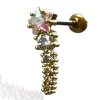 Altın Renk Yıldız Figürlü Çelik Tragus/Kıkırdak Küpe/Piercing (Tek)
