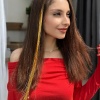 Altın Renk Simli Yan Çıtçıtlı Postiş Hair Tinsel Shiny Hair (50 CM)