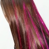 Koyu Pembe Renk Simli Yan Postiş Hair Tinsel Shiny Hair (50 Cm)