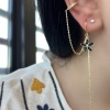 Altın Renk Çiçek Figürlü Taş Detaylı Çelik Xuping Ear Cuff Ve Küpe Set