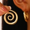 Altın Renk Spiral Halka Küpe (Çift)