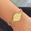 Altın Renk Çeyrek Detaylı Çelik Bileklik