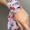 Beyaz Renk Kuru Kafa Desenli Unisex Fular