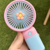 Pembe Ve Mavi Renk Çiçek Figürlü Taşınabilir Şarjlı Telefon Tutacaklı El Fanı