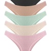 Kadın Pamuklu ve Likralı Fitilli Kaşkorse Brezilya Külot 5li Paket CH6170
