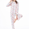 Desenli Yumuşak Dokulu Uzun Kollu Bisiklet Yaka Pijama Takımı CH1520
