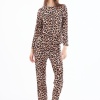 Desenli Yumuşak Dokulu Uzun Kollu Bisiklet Yaka Pijama Takımı CH1520