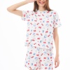 Desenli Yumuşak Dokulu Uzun Kollu Bisiklet Yaka Şortlu Pijama Takımı CH1521