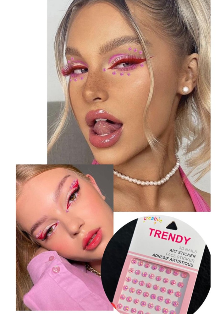 Vücut Ve Yüz Taşı/ Pembe Renk Taşlı Sticker