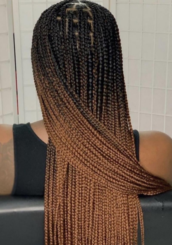 İki Renk Ombreli Afrika Zenci Örgüsü Box Braid Sentetik Saç 60cm 100gr