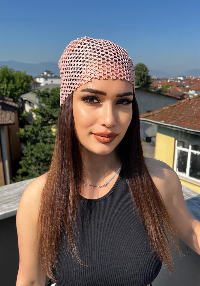Pudra Pembe Renk Simli Fular
