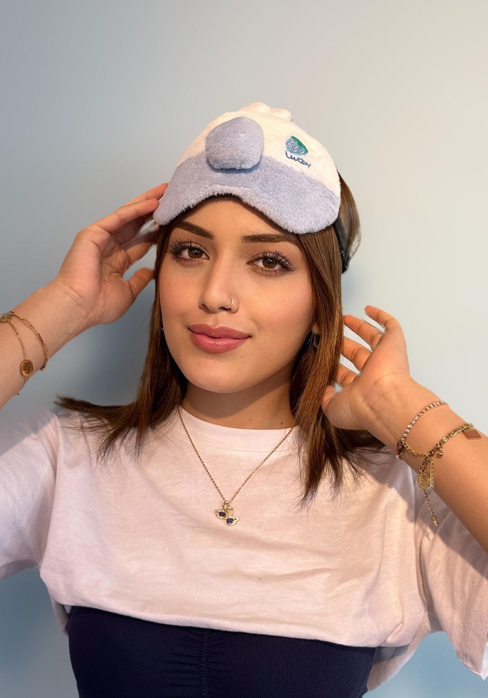 Mavi Renk Tavşan Figürlü Peluş Uyku Bandı