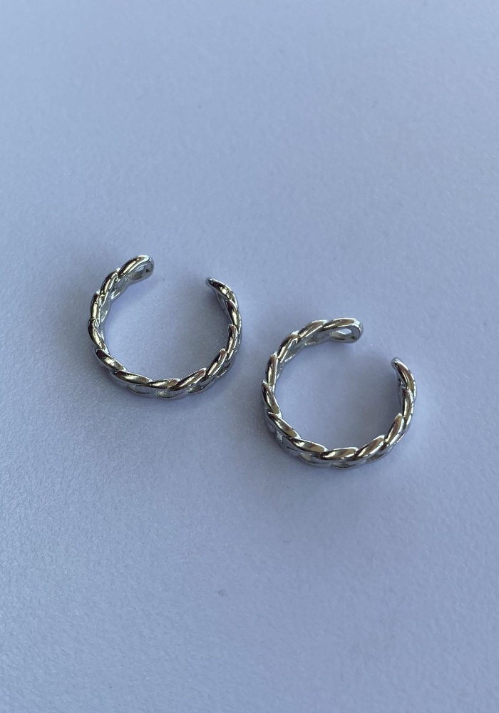 Gümüş Renk Halka Ear Cuff (Çift)