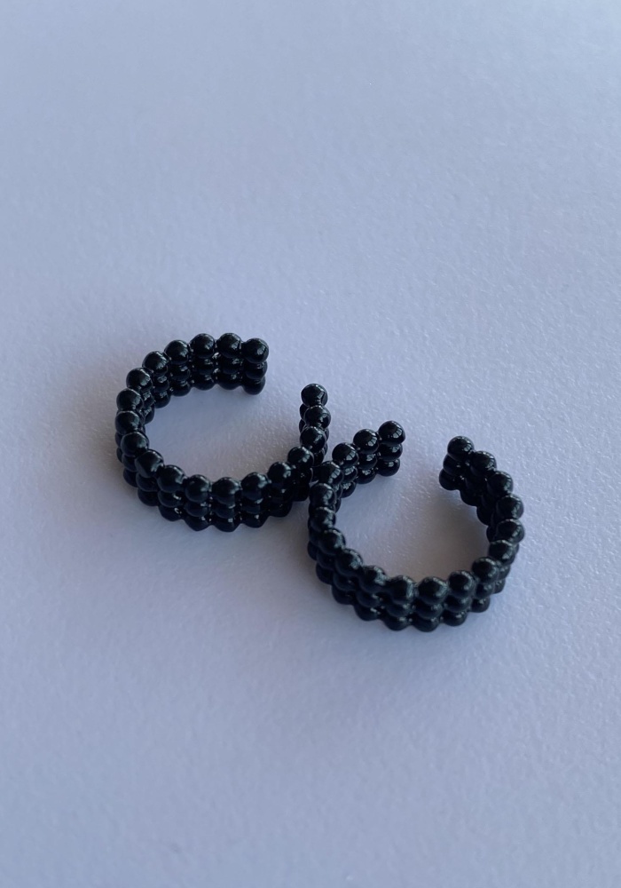 Siyah Renk Halka Ear Cuff (Çift)