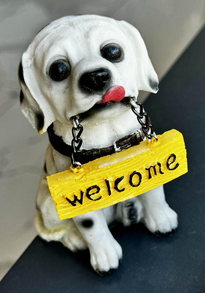 Orta Boy Süs Eşyası Köpek Figürlü Hoşgeldin Yazılı Biblo