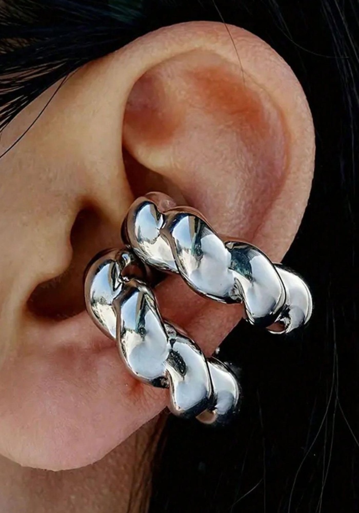 Gümüş Renk Burgu Figürlü Ear Cuff (Çift)