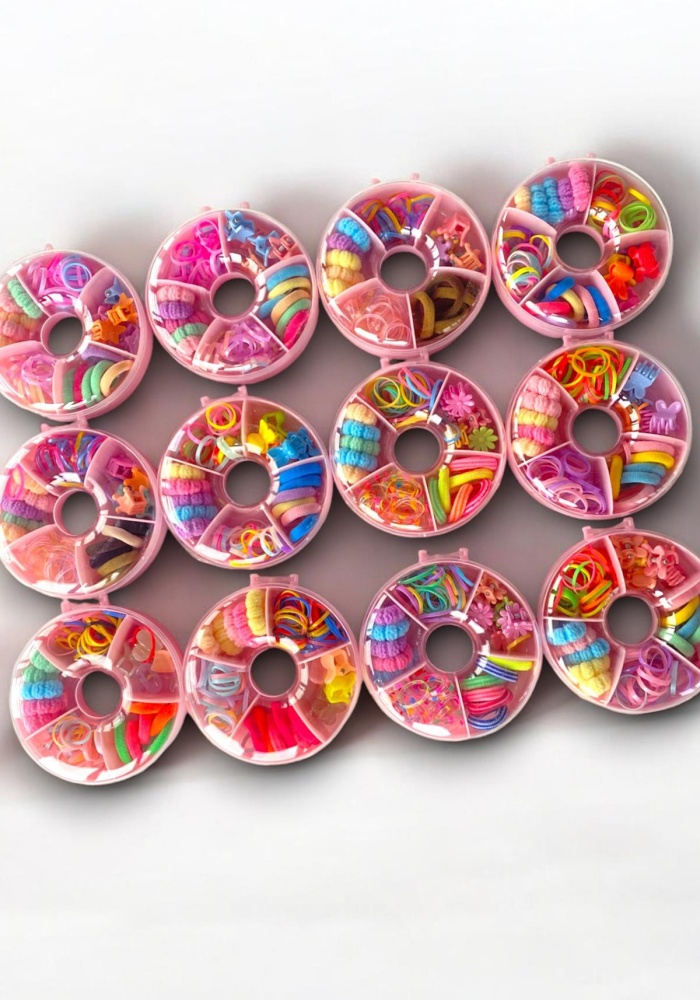 12li Karışık Renk Donut Figürlü Çocuk Toka Set