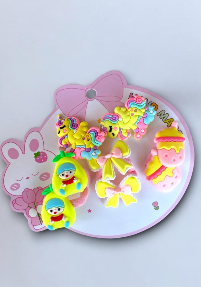 Sarı Renk Karışık Figürlü Çocuk Toka Set