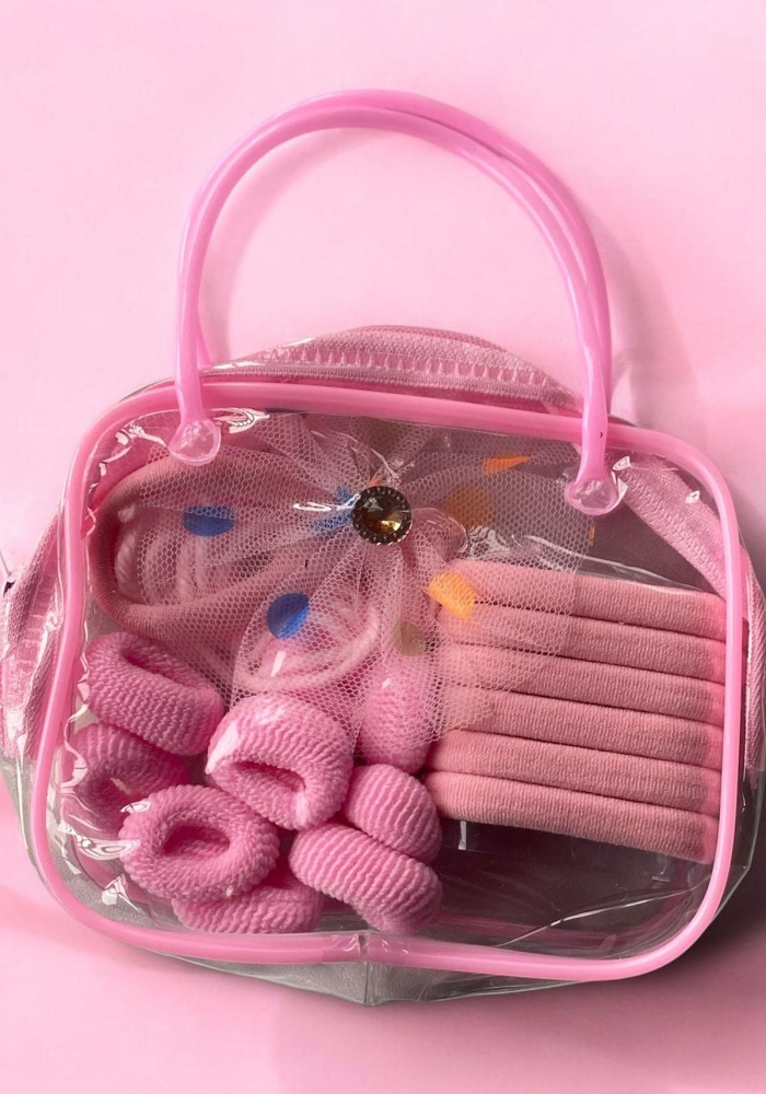 Pembe Renk Çantalı Havlu Toka Set