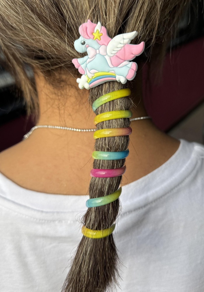 Mavi Renk Unicorn Figürlü Yaylı Spiral Toka