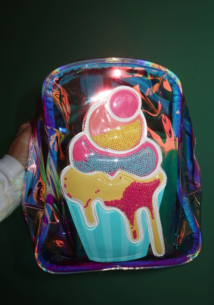 Hologramlı Cupcake Figürlü Çocuk Sırt Çantası