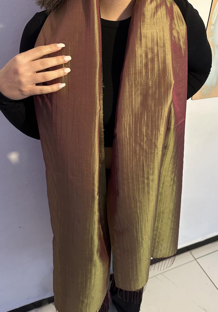 Yeşil Ve Mor Renk Tafta Şal