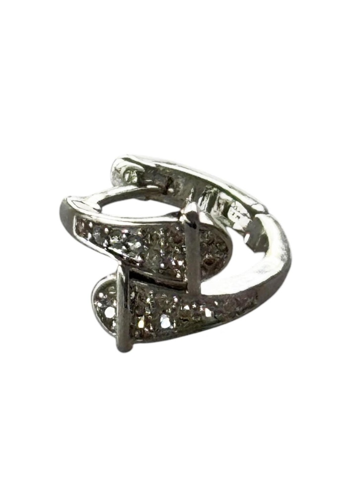 Gümüş Renk Yılan Figürlü Taş Detaylı Cerrahi Çelik Halka Tragus/Kıkırdak Küpe/Piercing (Tek)