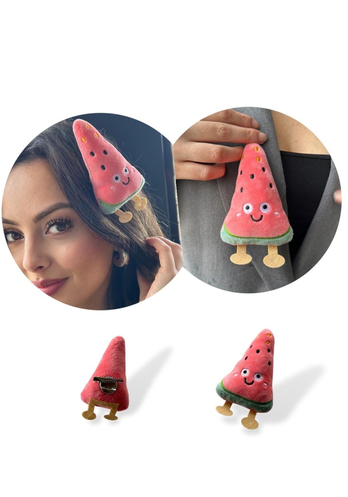 Pembe Renk Karpuz Figürlü Rozet / Toka