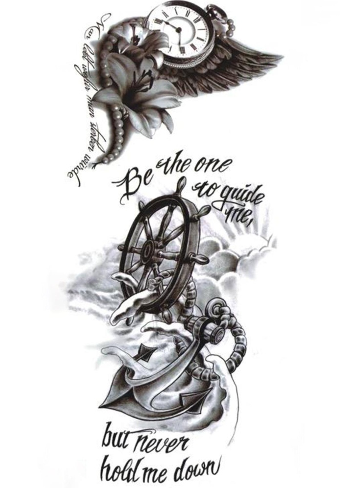 Geçici Dümen Ve Saat Figürlü Dövme Tattoo