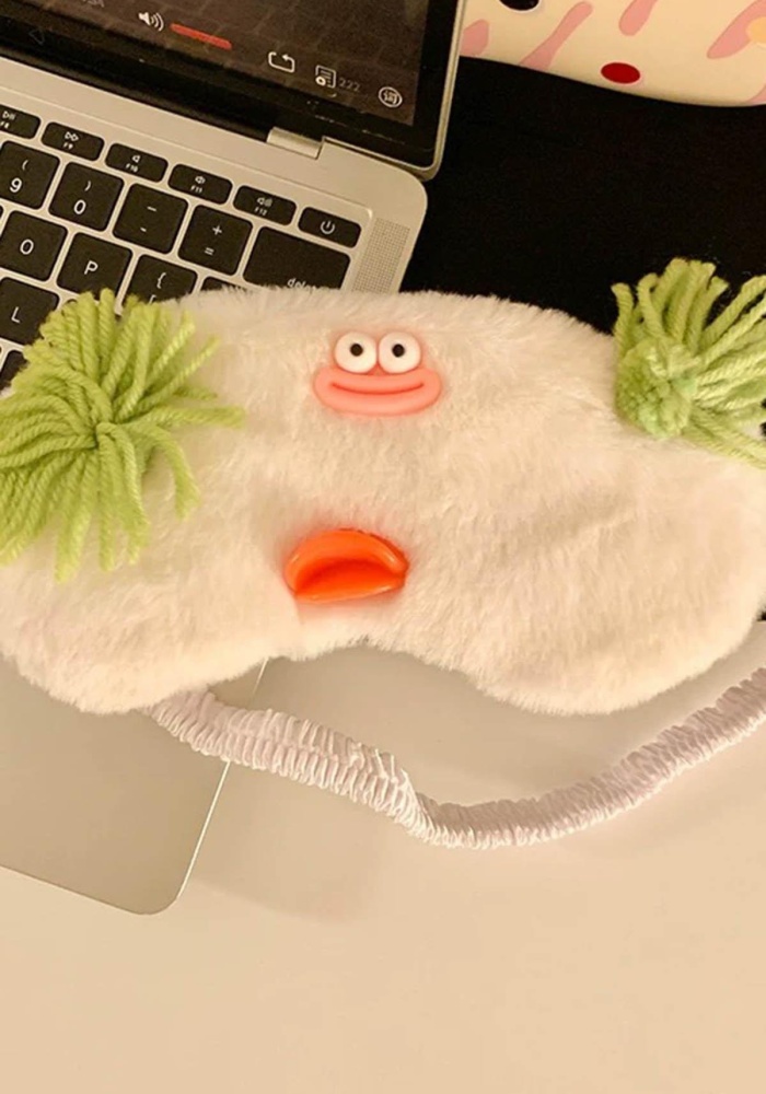 Beyaz Renk Canavar Figürlü Peluş Uyku Bandı