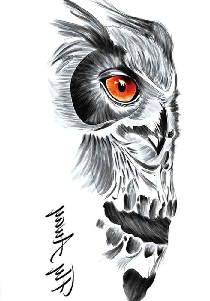 Geçici Kuru Kafa Figürlü Dövme Tattoo