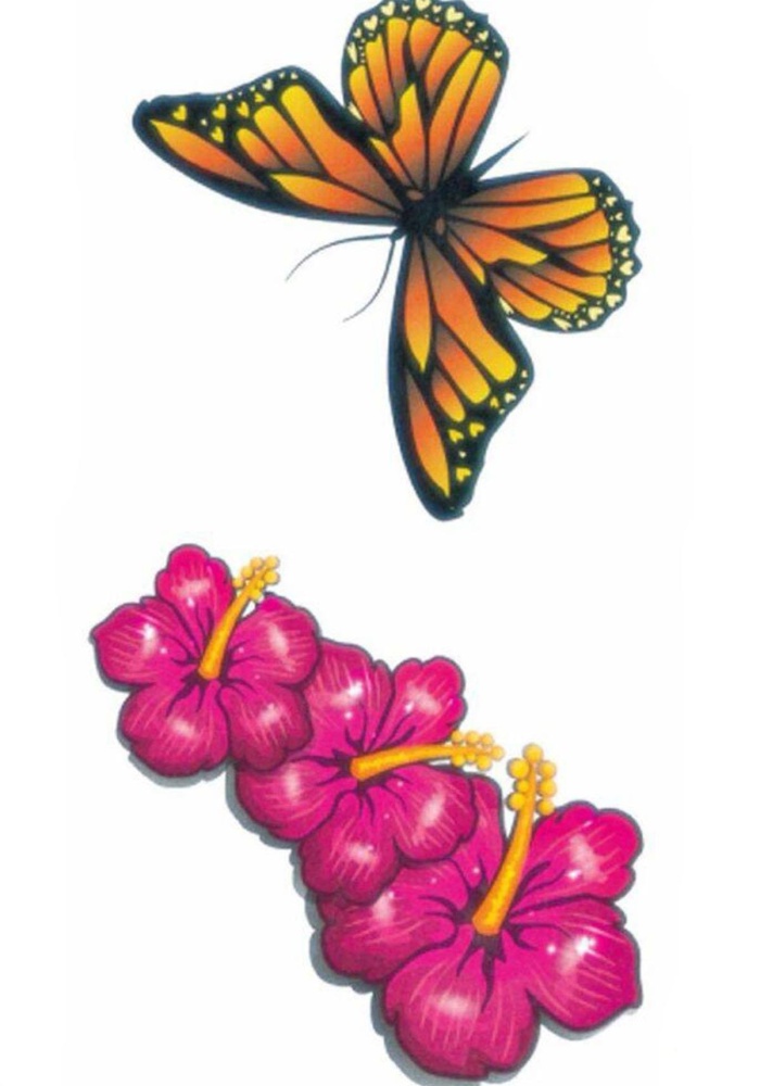 Geçici Kelebek Ve Çiçek Figürlü Mini Dövme Tattoo