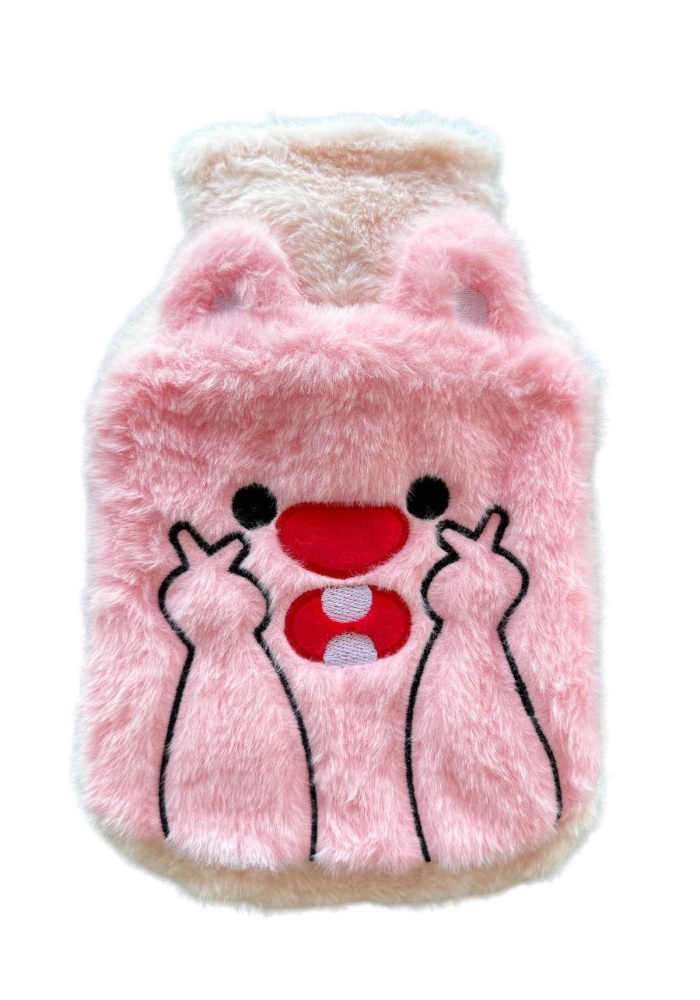 Pembe Renk Ayıcık Figürlü Peluş Sıcak Su Torbası