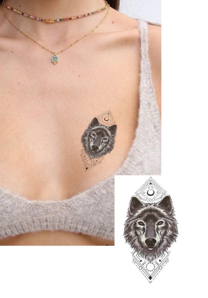 Geçici Kurt Figürlü Mini Dövme Tattoo