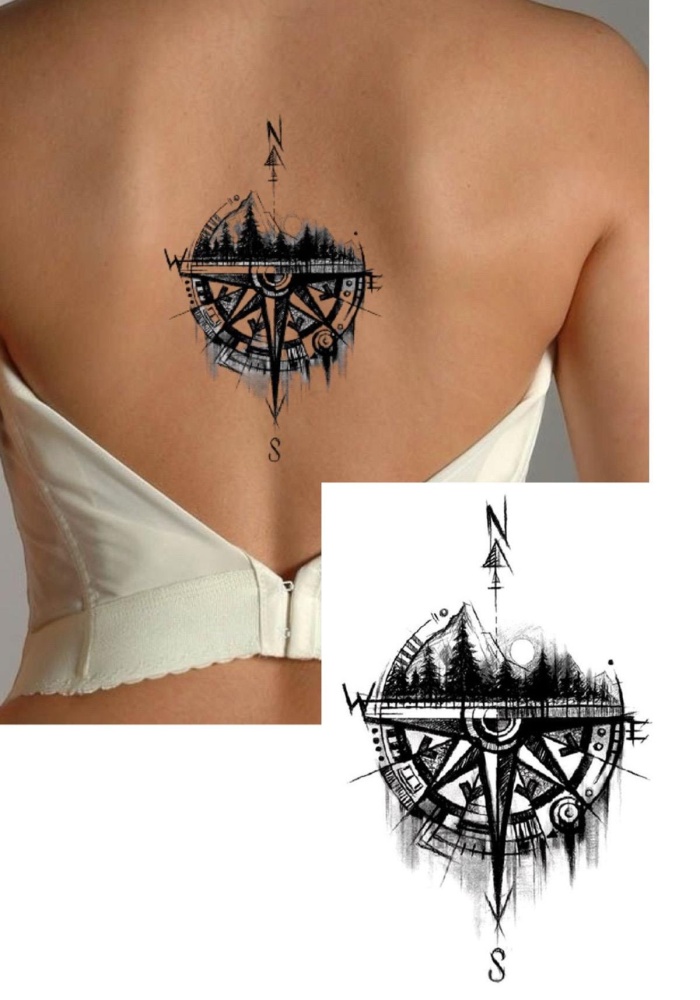 Geçici Pusula Figürlü Dövme Tattoo