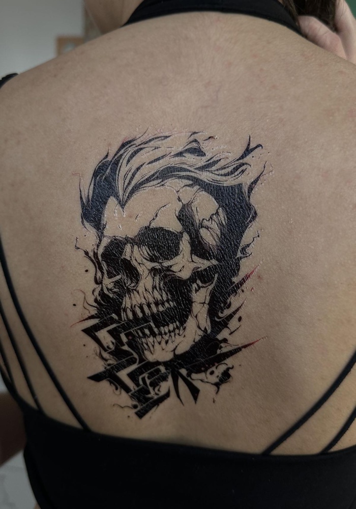 Geçici Kuru Kafa Figürlü Dövme Tattoo